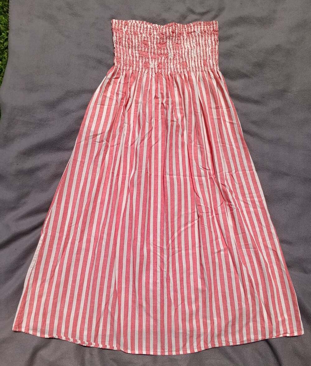 Universal Thread Maxi Sundress Medium Pink White Stripe Strapless Summer Dress